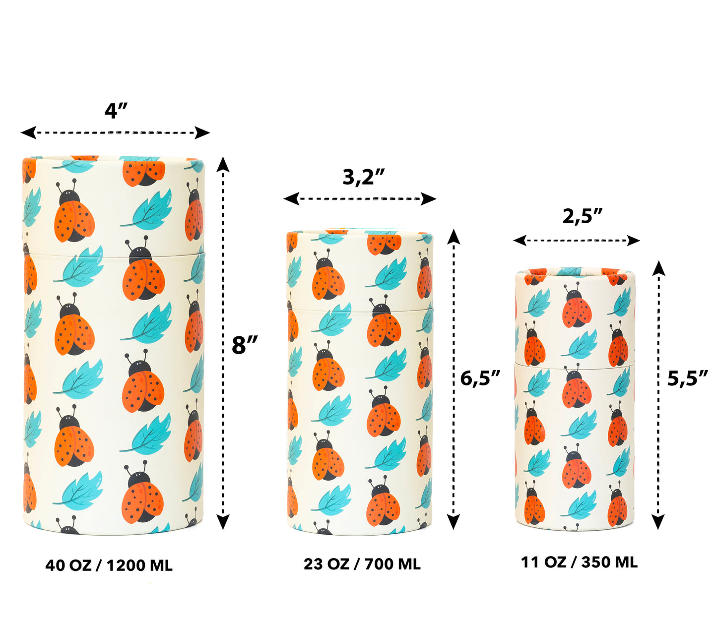 Fozy Buds Marble Round Gift Boxes With Lids LadyBug Design, Set of 3 Gift Box, Assorted Sizes Nesting Gift Boxes, Paperboard Storage Tubes