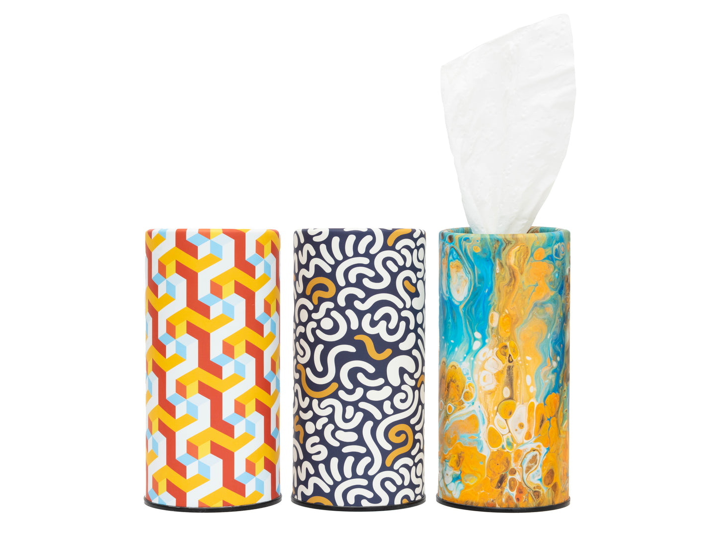 Car Tissues Holder with Facial Tissues, Marble, 3 PK, Travel Tissue Tubes for Car Box Container (Kopya)