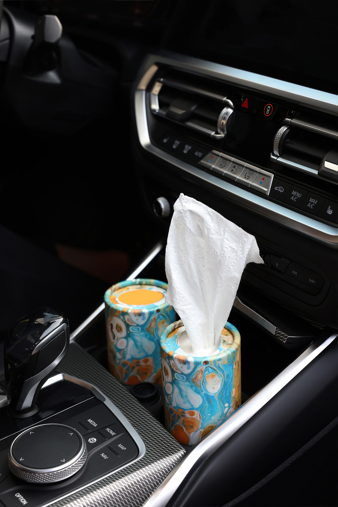 Car Tissues Holder with Facial Tissues, Marble, 3 PK, Travel Tissue Tubes for Car Box Container (Kopya)