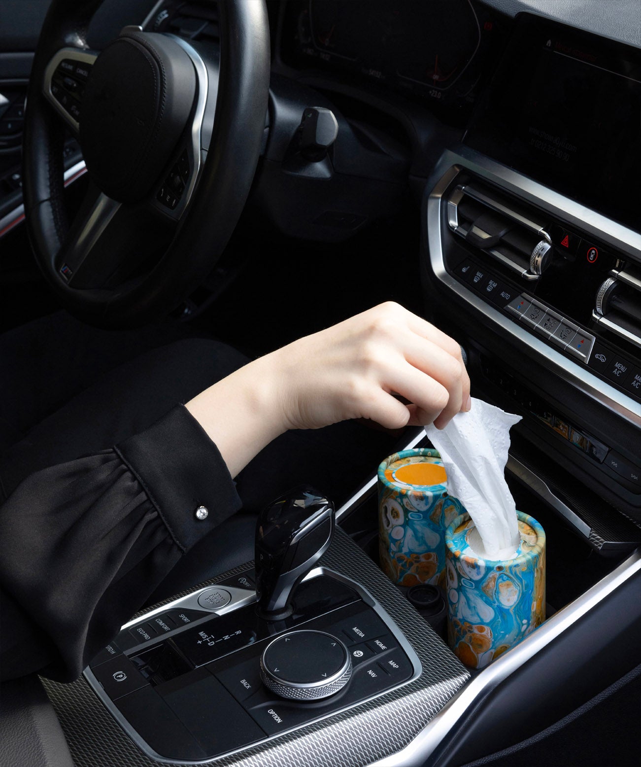 Car Tissues Holder with Facial Tissues, Marble, 3 PK, Travel Tissue Tubes for Car Box Container (Kopya)