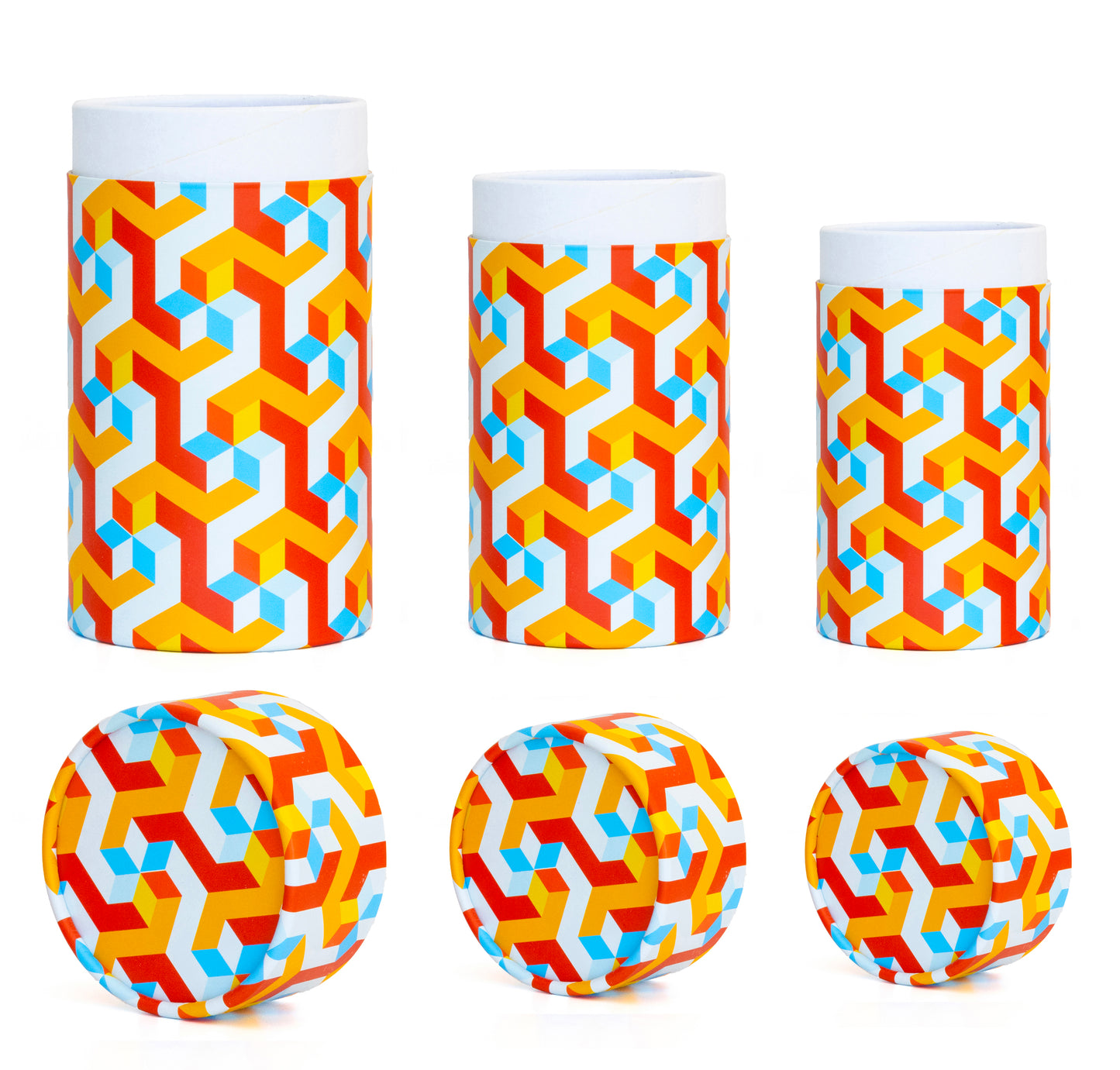 Fozy Buds Marble Round Gift Boxes With Lids Stripe Design, Set of 3 Gift Box, Assorted Sizes Nesting Gift Boxes, Paperboard Storage Tubes