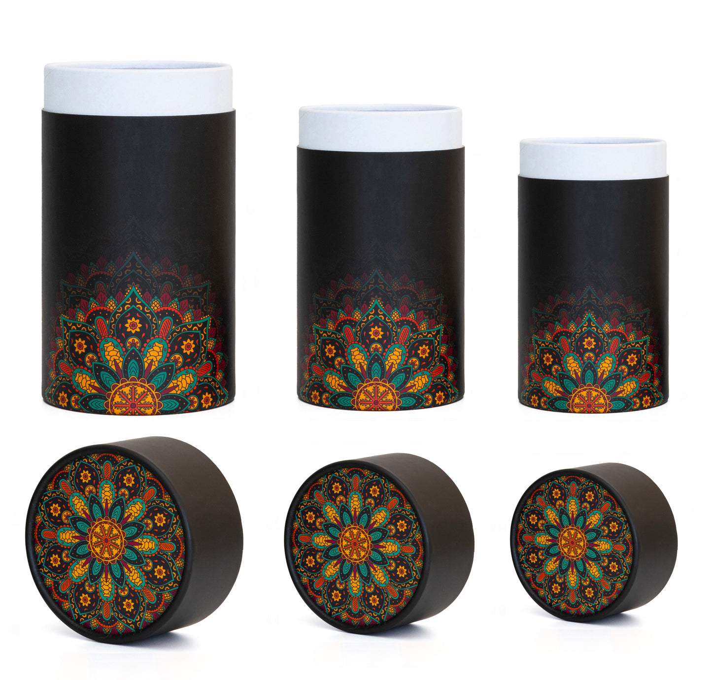 Fozy Buds Marble Round Gift Boxes With Lids Mandala Design, Set of 3 Gift Box, Assorted Sizes Nesting Gift Boxes, Paperboard Storage Tubes