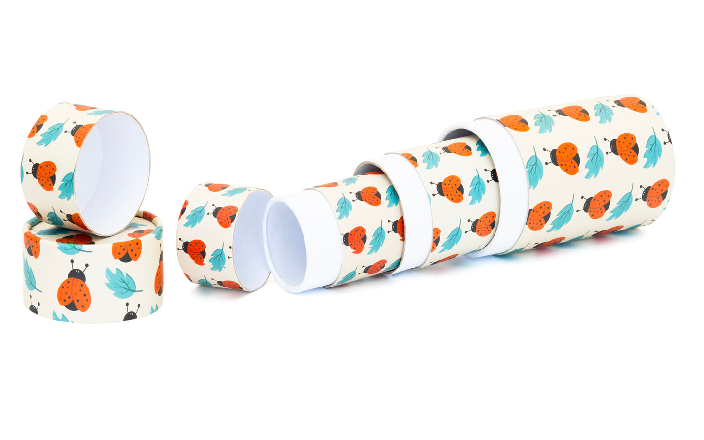 Fozy Buds Marble Round Gift Boxes With Lids LadyBug Design, Set of 3 Gift Box, Assorted Sizes Nesting Gift Boxes, Paperboard Storage Tubes