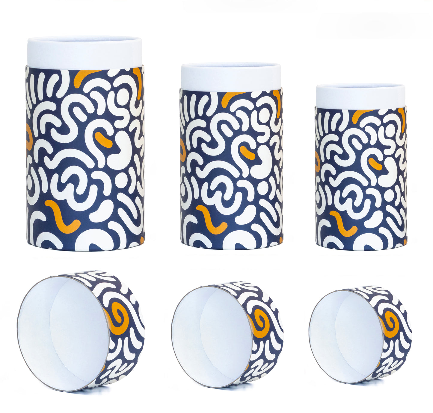 Fozy Buds Marble Round Gift Boxes With Lids WavyStripe Design, Set of 3 Gift Box, Assorted Sizes Nesting Gift Boxes, Paperboard Storage Tubes
