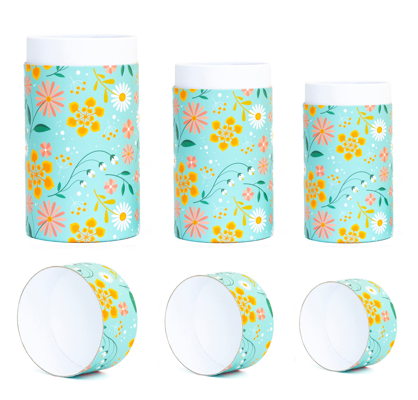 Fozy Buds Marble Round Gift Boxes With Lids Floral Design, Set of 3 Gift Box, Assorted Sizes Nesting Gift Boxes, Paperboard Storage Tubes