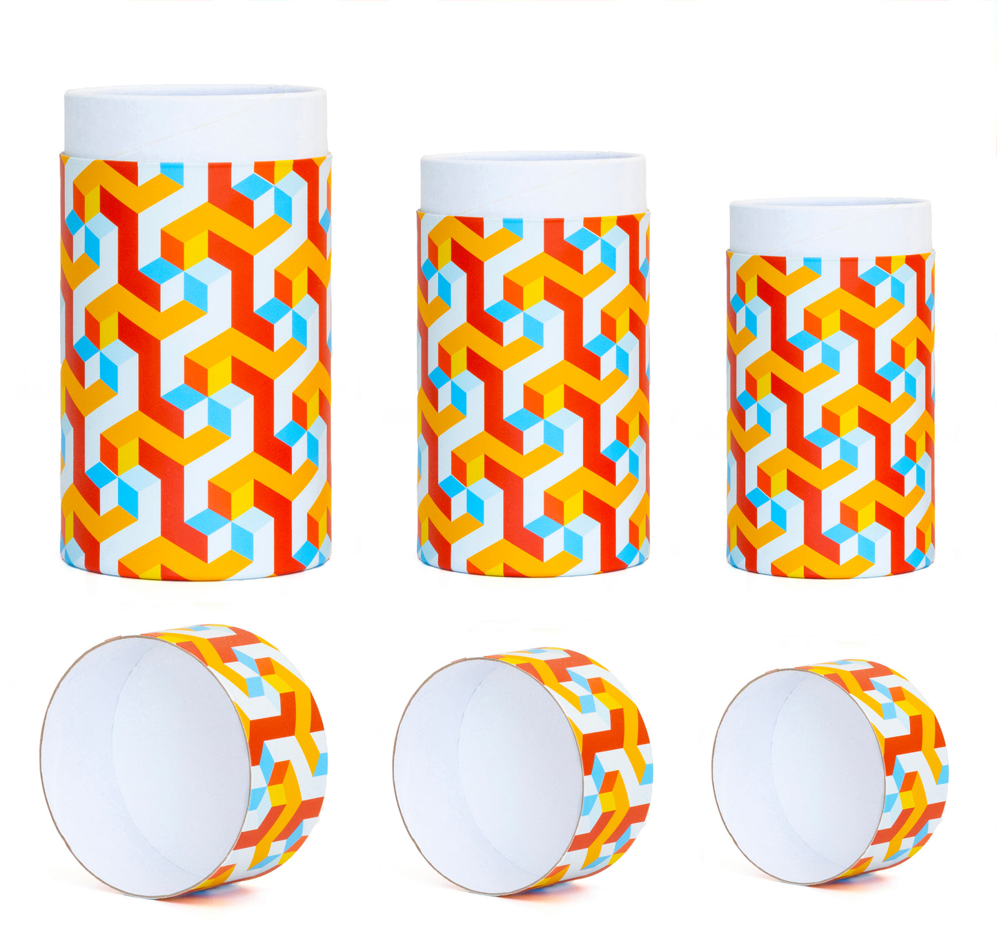Fozy Buds Marble Round Gift Boxes With Lids Stripe Design, Set of 3 Gift Box, Assorted Sizes Nesting Gift Boxes, Paperboard Storage Tubes