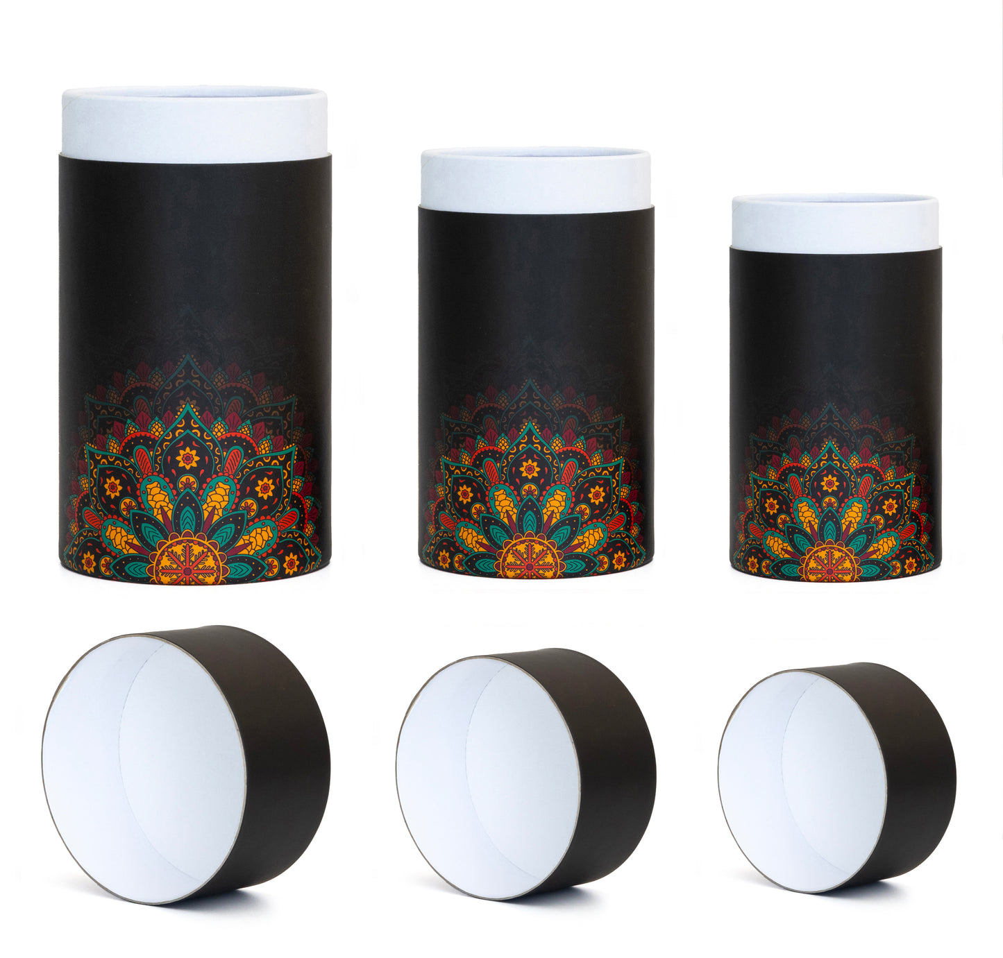 Fozy Buds Marble Round Gift Boxes With Lids Mandala Design, Set of 3 Gift Box, Assorted Sizes Nesting Gift Boxes, Paperboard Storage Tubes