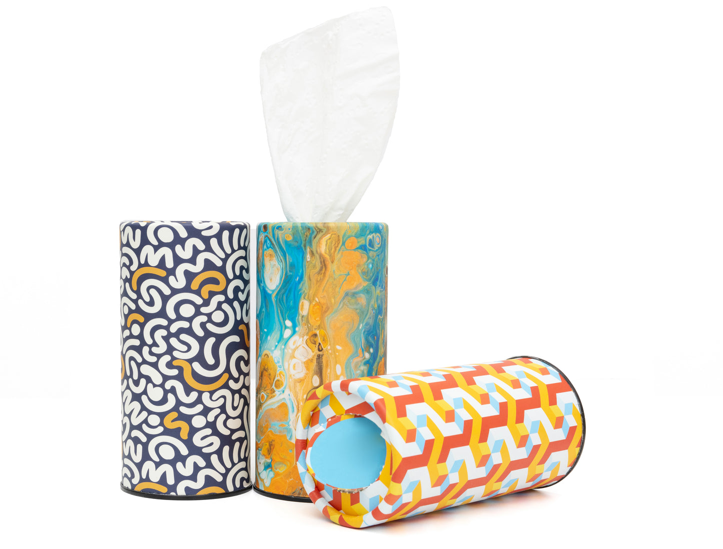 Car Tissues Holder with Facial Tissues, Marble, 3 PK, Travel Tissue Tubes for Car Box Container (Kopya)