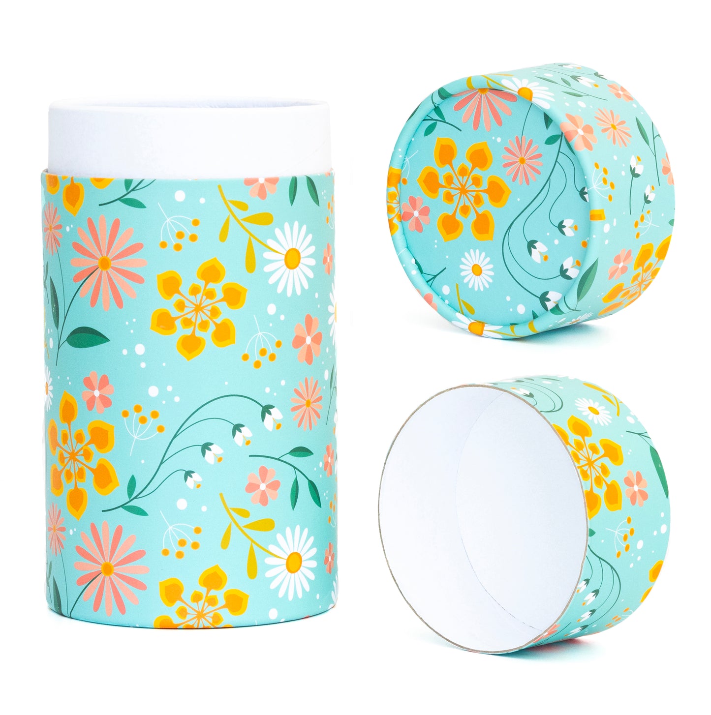 Fozy Buds Marble Round Gift Boxes With Lids Floral Design, Set of 3 Gift Box, Assorted Sizes Nesting Gift Boxes, Paperboard Storage Tubes