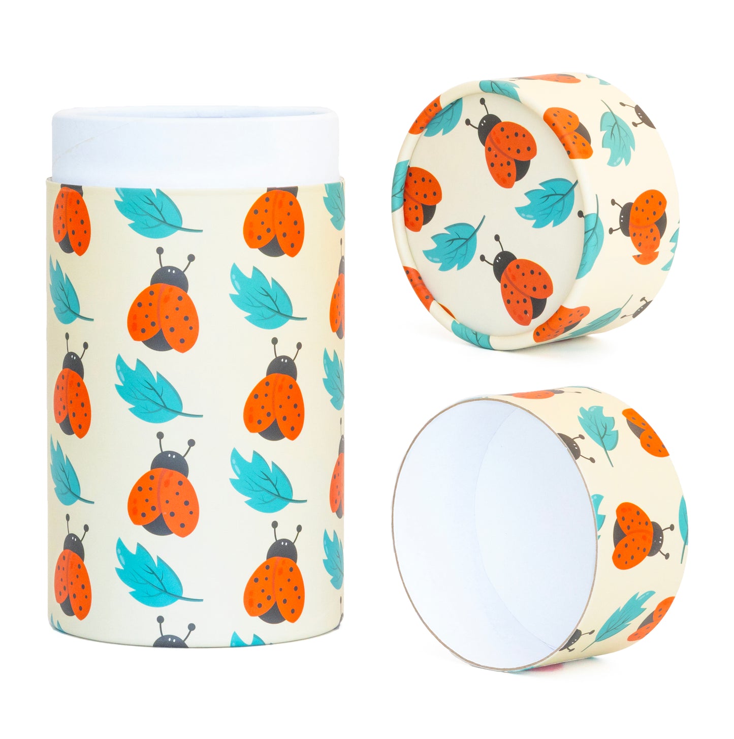 Fozy Buds Marble Round Gift Boxes With Lids LadyBug Design, Set of 3 Gift Box, Assorted Sizes Nesting Gift Boxes, Paperboard Storage Tubes
