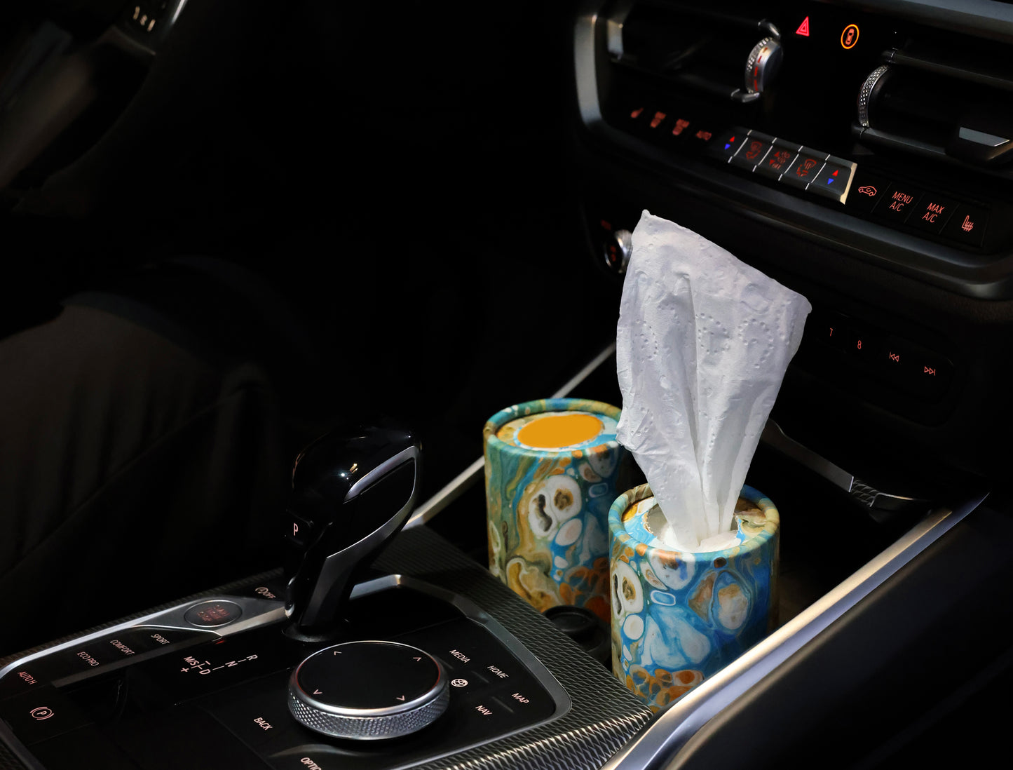 Car Tissues Holder with Facial Tissues, Marble, 3 PK, Travel Tissue Tubes for Car Box Container (Kopya)