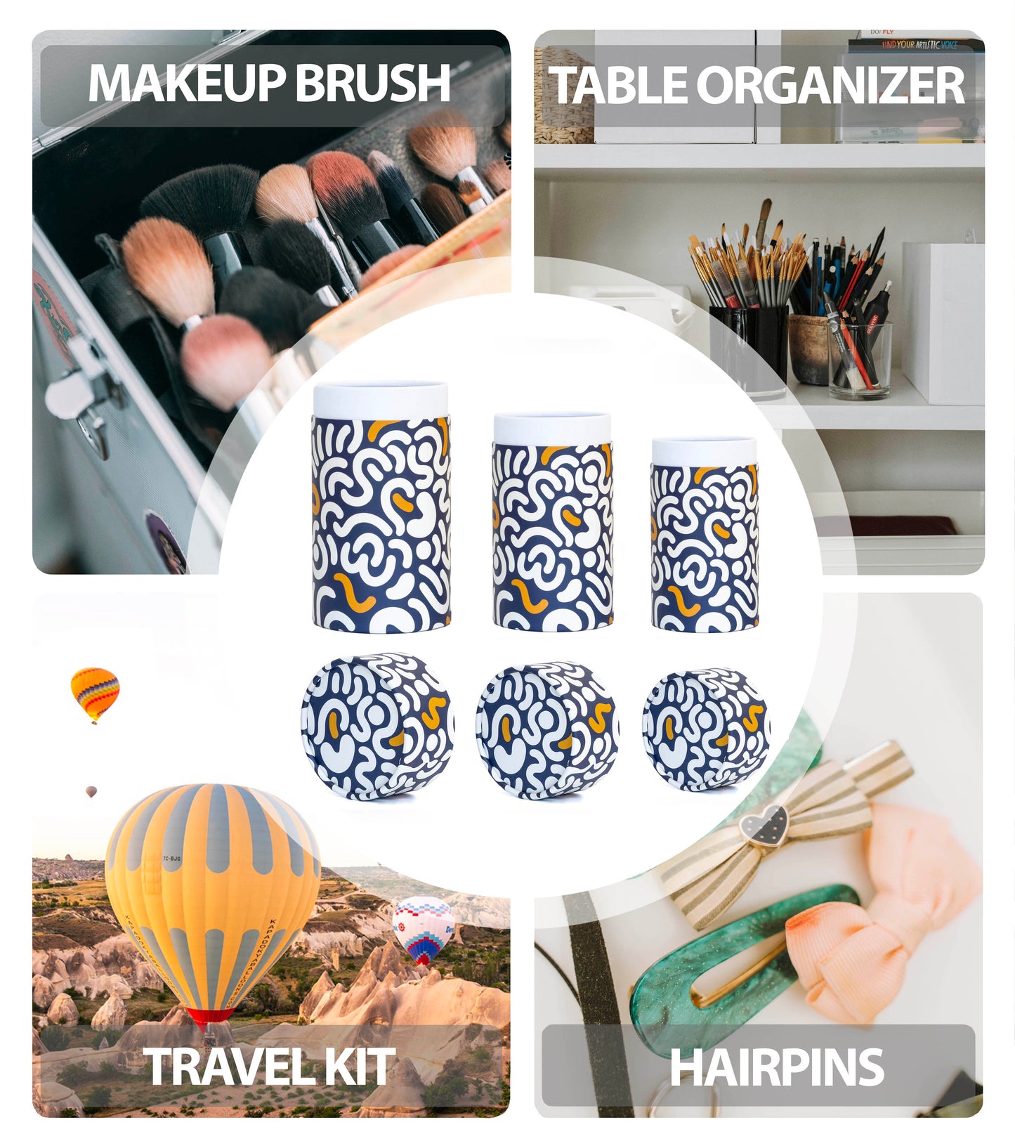Fozy Buds Marble Round Gift Boxes With Lids WavyStripe Design, Set of 3 Gift Box, Assorted Sizes Nesting Gift Boxes, Paperboard Storage Tubes