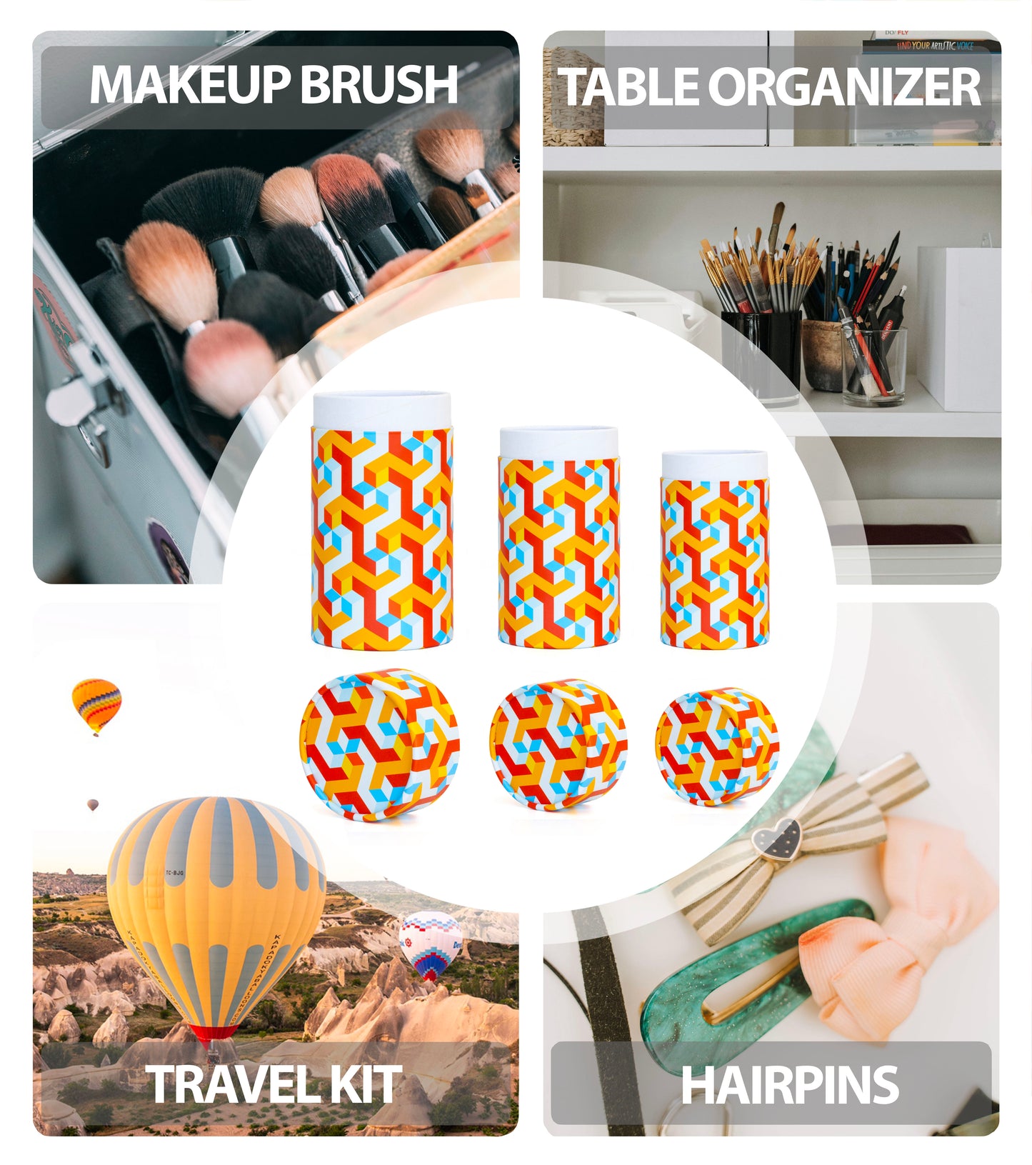 Fozy Buds Marble Round Gift Boxes With Lids Stripe Design, Set of 3 Gift Box, Assorted Sizes Nesting Gift Boxes, Paperboard Storage Tubes